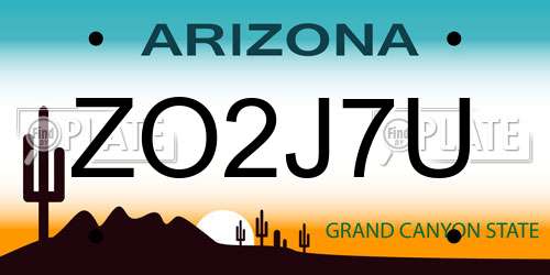 ZO2J7U Arizona License Plate