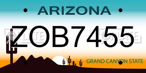 ZOB7455 Arizona License Plate