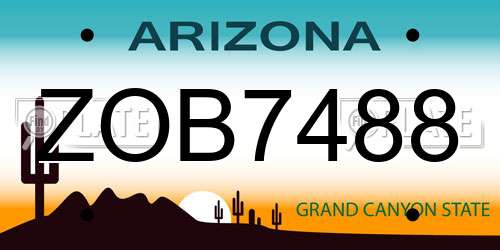 ZOB7488 Arizona License Plate