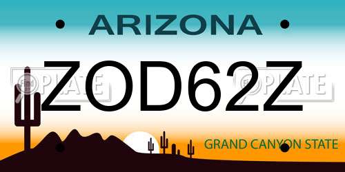 ZOD62Z Arizona License Plate
