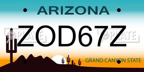 ZOD67Z Arizona License Plate
