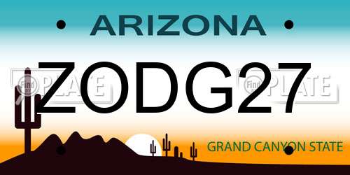 ZODG27 Arizona License Plate