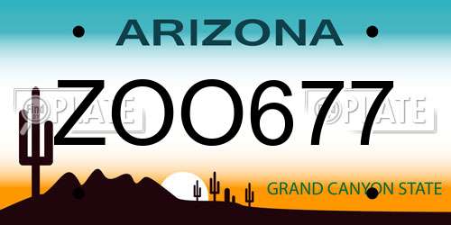 ZOO677 Arizona License Plate