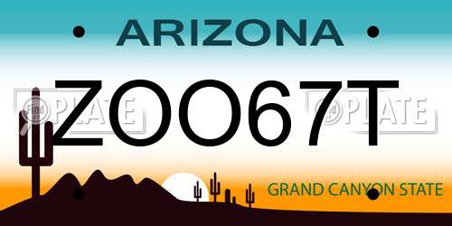 ZOO67T Arizona License Plate