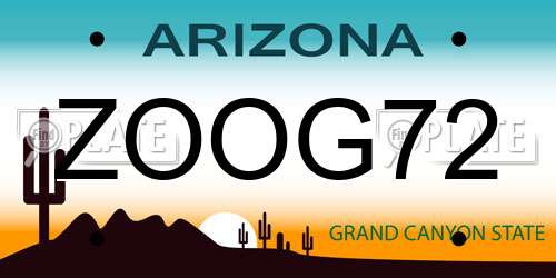 ZOOG72 Arizona License Plate