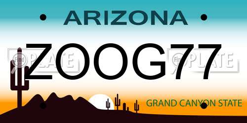 ZOOG77 Arizona License Plate
