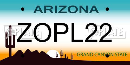 ZOPL22 Arizona License Plate