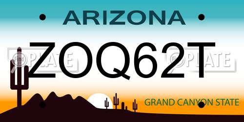 ZOQ62T Arizona License Plate