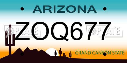 ZOQ677 Arizona License Plate