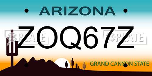 ZOQ67Z Arizona License Plate