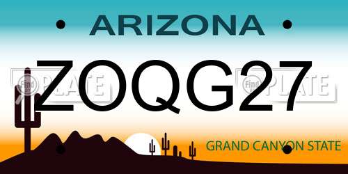 ZOQG27 Arizona License Plate