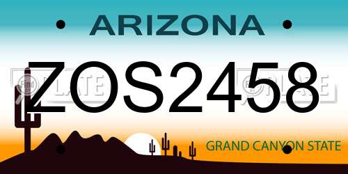 ZOS2458 Arizona License Plate