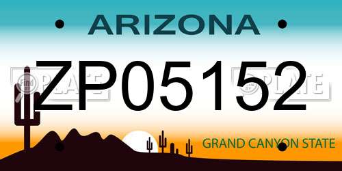 ZP05152 Arizona License Plate