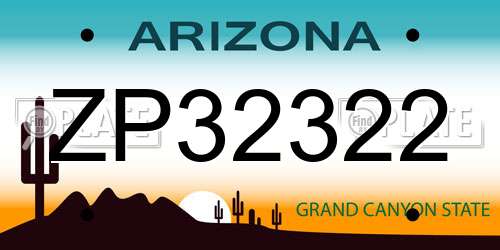 ZP32322 Arizona License Plate