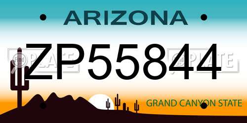 ZP55844 Arizona License Plate