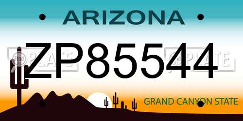 ZP85544 Arizona License Plate