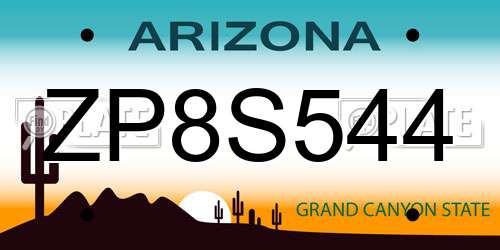 ZP8S544 Arizona License Plate
