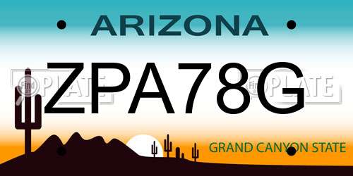 ZPA78G Arizona License Plate