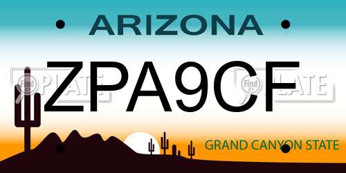 ZPA9CF Arizona License Plate