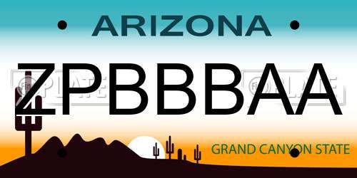 ZPBBBAA Arizona License Plate