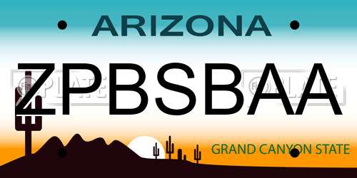 ZPBSBAA Arizona License Plate