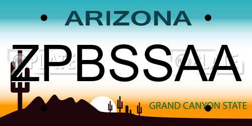 ZPBSSAA Arizona License Plate