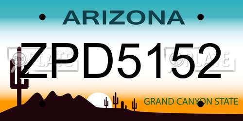ZPD5152 Arizona License Plate