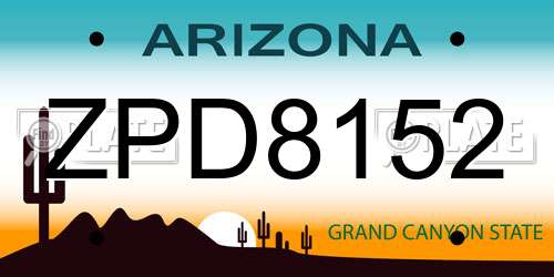 ZPD8152 Arizona License Plate