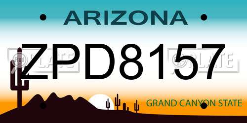 ZPD8157 Arizona License Plate