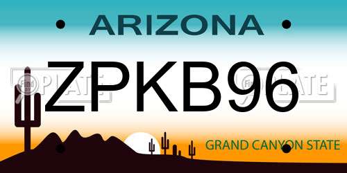 ZPKB96 Arizona License Plate
