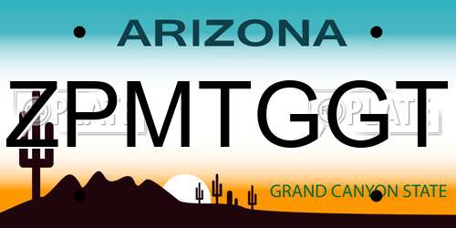 ZPMTGGT Arizona License Plate