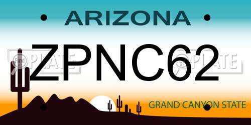 ZPNC62 Arizona License Plate