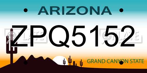 ZPQ5152 Arizona License Plate