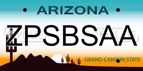 ZPSBSAA Arizona License Plate