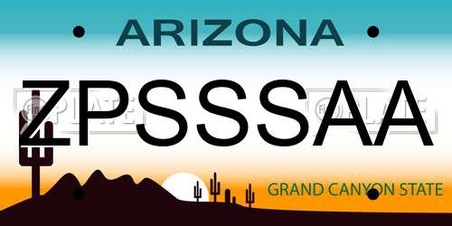 ZPSSSAA Arizona License Plate