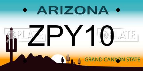 ZPY10 Arizona License Plate