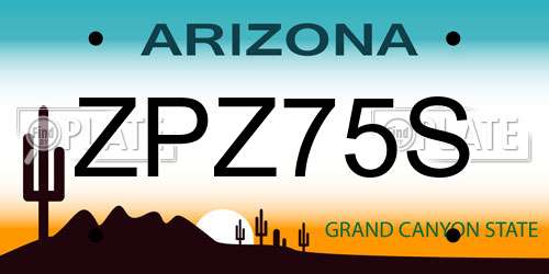 ZPZ75S Arizona License Plate