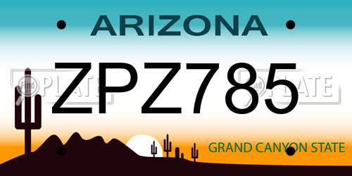 ZPZ785 Arizona License Plate