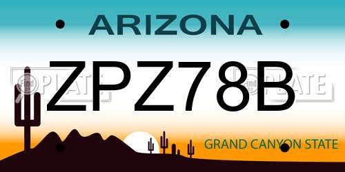 ZPZ78B Arizona License Plate