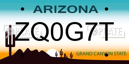 ZQ0G7T Arizona License Plate