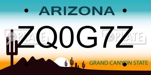 ZQ0G7Z Arizona License Plate