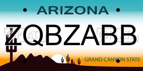 ZQBZABB Arizona License Plate