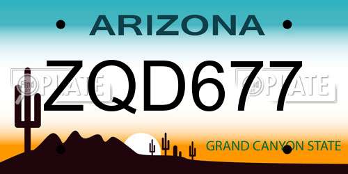 ZQD677 Arizona License Plate