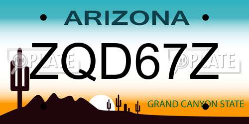 ZQD67Z Arizona License Plate