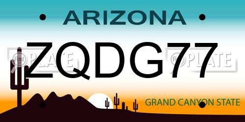 ZQDG77 Arizona License Plate