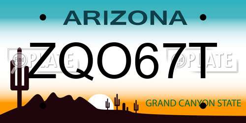 ZQO67T Arizona License Plate
