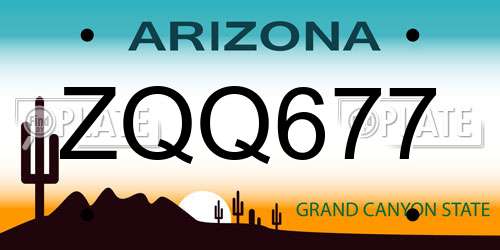 ZQQ677 Arizona License Plate