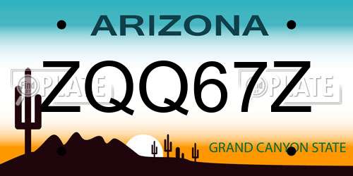 ZQQ67Z Arizona License Plate