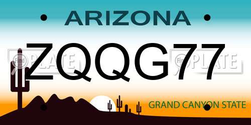 ZQQG77 Arizona License Plate