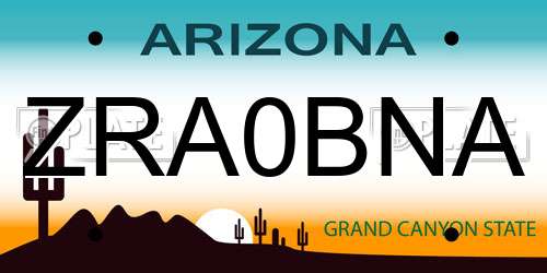 ZRA0BNA Arizona License Plate